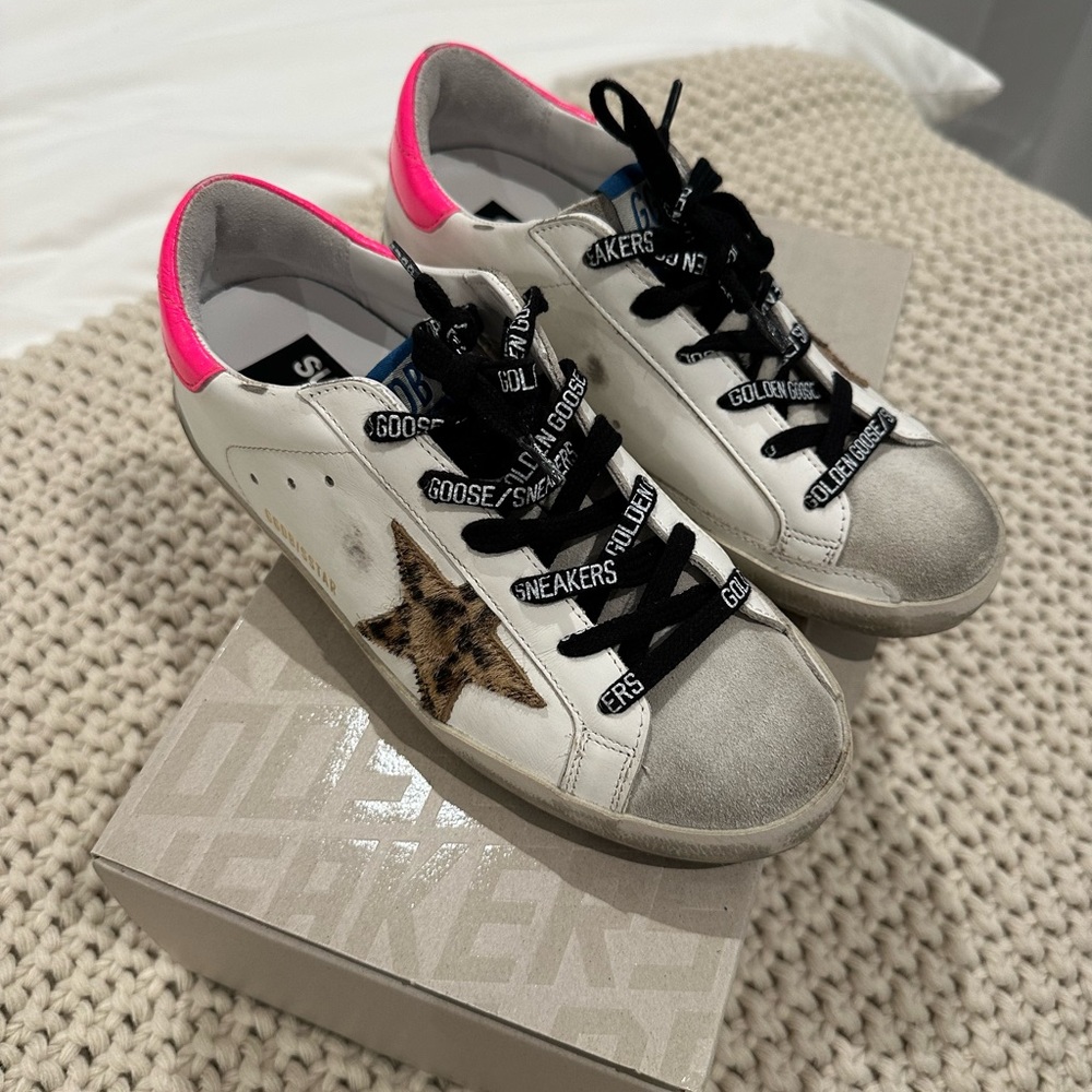 SOLD Authentic Golden Goose Superstar Classic Leather Leopard Sneakers